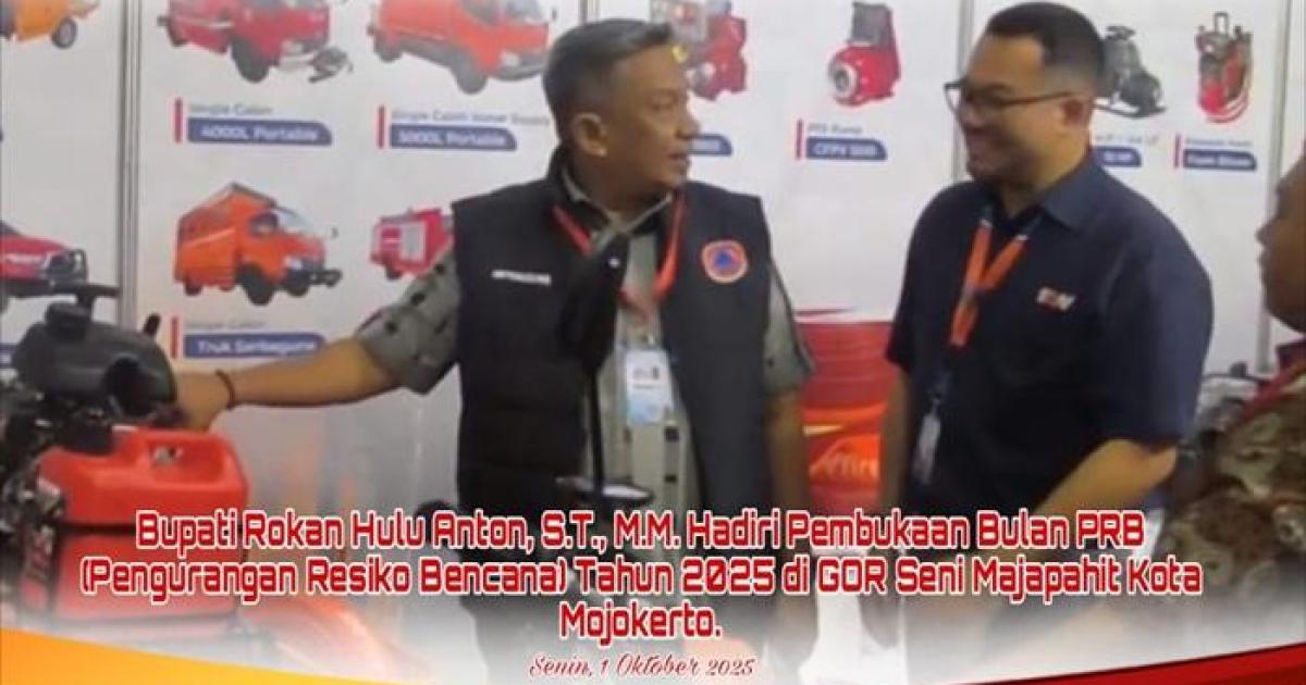 Buapti Anton saat menghadiri Peringatan bulan pengurangan bencana 2025 di Mojokerto